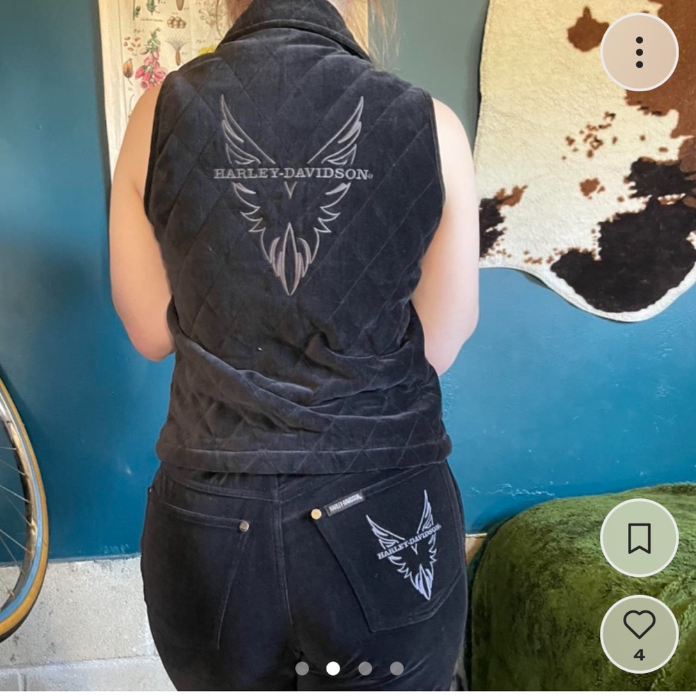 Harley Davidson matching vest/ pant set - Picture 2 of 11